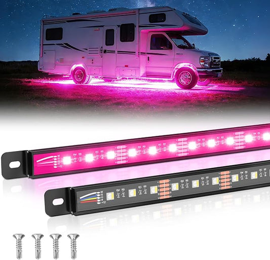 MICTUNING N8 RGBW Aluminum LED Car Underglow Light Kit, Two LED Strip 24 Inch, Can be Expanded