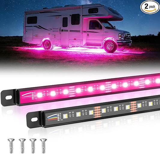 MICTUNING N8 RGBW Aluminum LED Car Underglow Light Kit, Two LED Strip 18 Inch, Can be Expanded