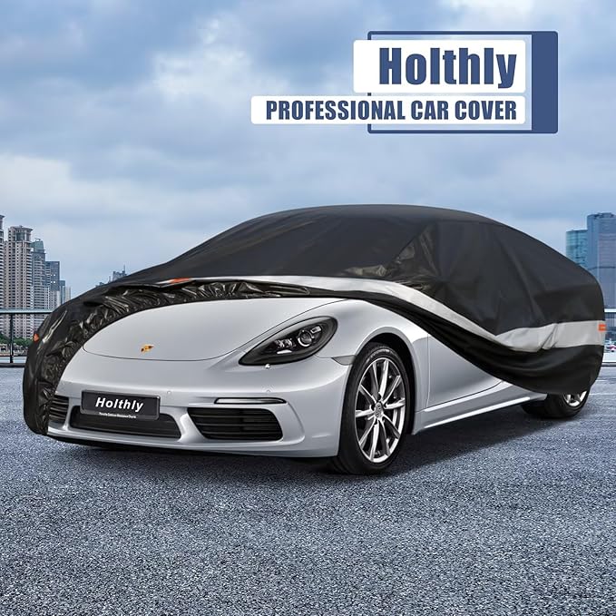 10 Layers Car Cover Custom Fit for Porsche 718, Boxster, Cayman(1996-2026), Waterproof All Weather for Automobiles, Outdoor Full Cover Sun Dust Rain Protection with Cotton. Black