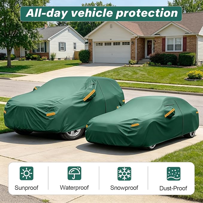 GUNHYI SUV Car Cover Waterproof All Weather, 16-Layer Heavy Duty Full Exterior Cover with Vents, Driver Door Zipper & Towel, Summer Sun/UV/Rain Protection, Fit BMW X3, Honda CRV, Nissan Rogue etc.