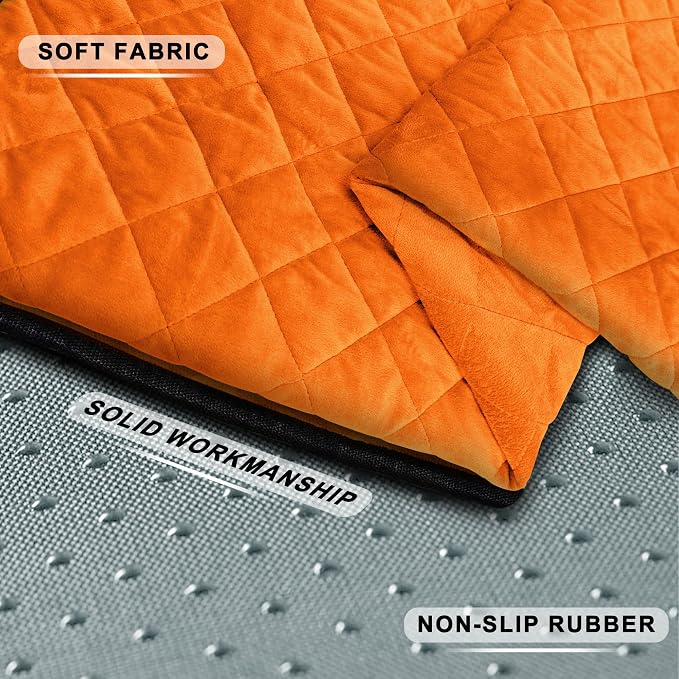 YOKYHOM Golf Cart Seat Covers, Thickened Short Plush Seat Towel Blanket with Non-Slip Backing, Soft & Heavy Duty, Fits Most 2 & 4 Passenger EZGO Yamaha Club Car, 51"x30.5", Orange