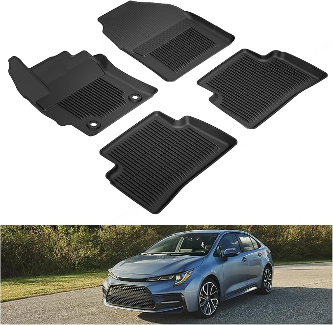 Kiwi Master Floor Mats for 2020-2026 Toyota Corolla Sedan/Hatchback | OEM Replacement PT908-12190-02, Custom Fit All Weather Car Mats, Heavy Duty TPE Floor Liners, Front & Rear 2 Row Set, Black