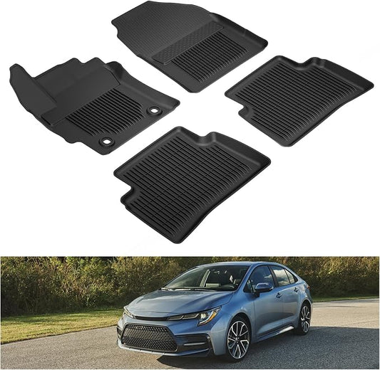 Kiwi Master Floor Mats for 2020-2026 Toyota Corolla Sedan/Hatchback | OEM Replacement PT908-12190-02, Custom Fit All Weather Car Mats, Heavy Duty TPE Floor Liners, Front & Rear 2 Row Set, Black