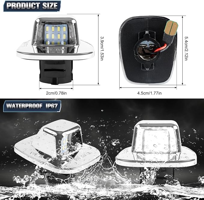 POPMOTORZ LED License Plate Lights Rear Tag Lamps Assembly Compatible with 1988-2000 Chevy GMC C/K Series 1500 2500 3500 Suburban S10 Blazer Tahoe Yukon Sonoma GMC Sierra LED Tag Lights 2PCS