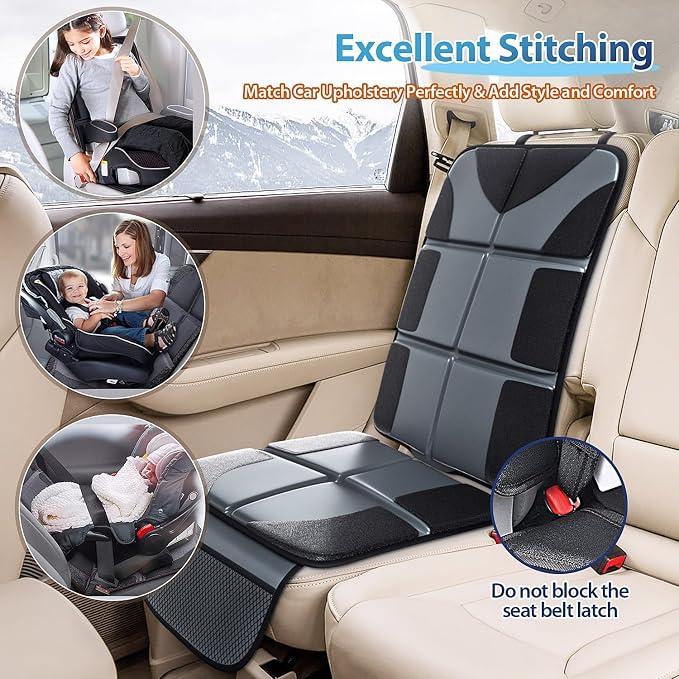Gimars Car Seat Protectors, 2 Pack XL 5-Layer Thickest EPE Waterproof Protectors with 600D Fabric, Nonslip Backing, Storage Pockets for SUV, Sedan, Truck, Leather Seats (Gray)