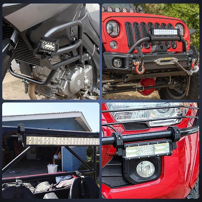 Nilight 90023B 2-Pack (Standard) Mounting Bracket Kit LED Off-Road Light Vertical Bar Tube Clamp Roof Roll Cage Holder,2 Years Warranty,Black