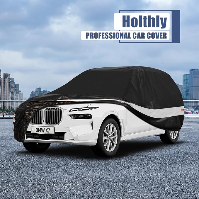 10 Layers SUV Car Cover Custom Fit for BMW X7 (2018-2026) Waterproof All Weather for Automobiles, Outdoor Full Cover Sun UV Rain Protection with Cotton.Black