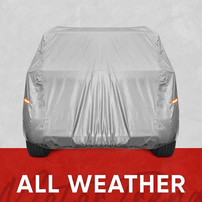 Motor Trend 6-Series Multi-Layered Waterproof SUV & Van Car Cover - Heavy Duty Vehicle Outdoor Indoor Inner Fleece-Lined Snow Rain Sun UV Dust Exterior Protection Full Coverage (XL - max Length 185")