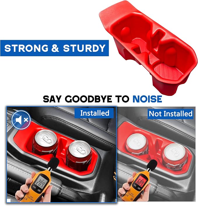 Cup holder for 2018-2025 2026 Jeep Wrangler JL JLU 4XE/Gladiator JT Accessories Cup Holder Insert Coaster TPE Non-Slip Center Console Drink Holder Organizer Cupholder Liner Pad Interior Decoration Red