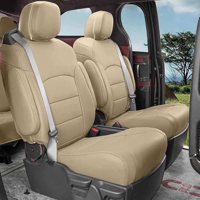 coverdream Sienna Seat Covers Custom Fit for 2021-2026 Toyota Sienna LE/XLE (8-Passenger),2nd Row Bench w/Removable Middle Seat,Fully Covered,Waterproof Leather Car Seat Protector (Full Set,Beige)