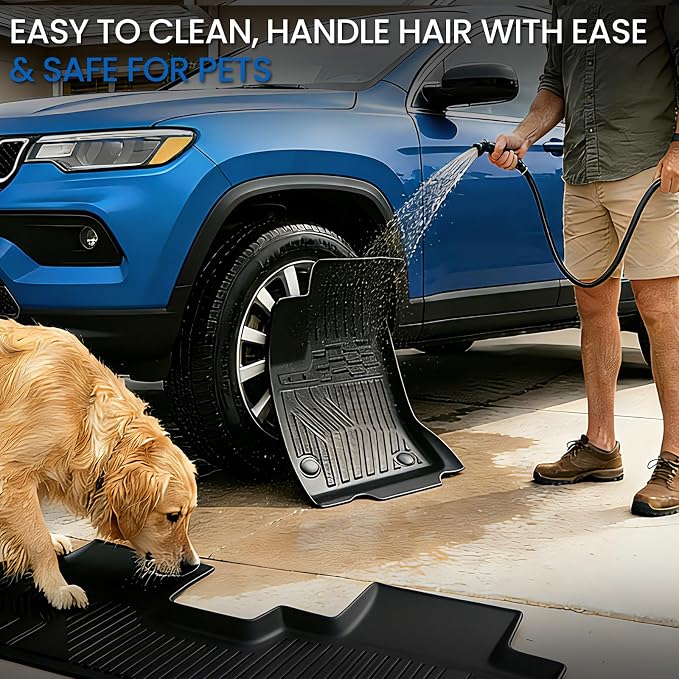 Floor Mats Set for Jeep Compass 2017-2025 2026, All Weather TPE Cargo Liner Trunk Mat Backrest Mat Door Sill Guards Accessories Fit New Body Style 2nd Generation