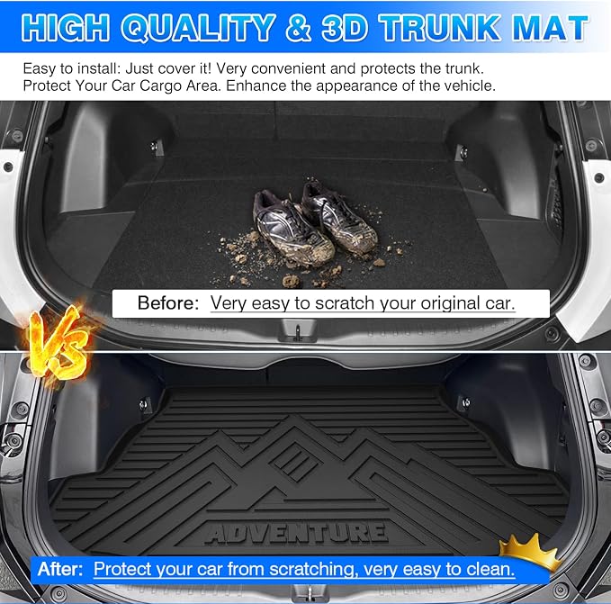 RAV4 Cargo mat - Trunk Mat for Toyota RAV4 2019-2025 (Fit for All Models), All Weather Trunk Mat & Storage Box for RAV4 Accessories, Heavy Duty Rubber Mats