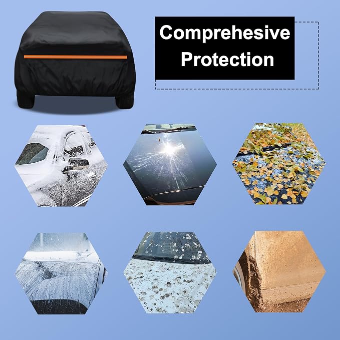 Amooca Heavy-Duty Car Covers Custom Fit for Toyota RAV4 2005-2025 for Honda CRV 1997-2025 Waterproof Sun-Proof All Weather Snow Cover 420D with Door Zipper Cotton Lining