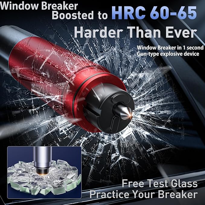 Car Safety Hammer Seatbelt Cutter, Upgraded Transparent Lid Window Breaker Seatbelt Cutter Underwater, 2 in 1 Emergency Keychains car Window Breaker Tool, New Car Accessories (6 Pack)