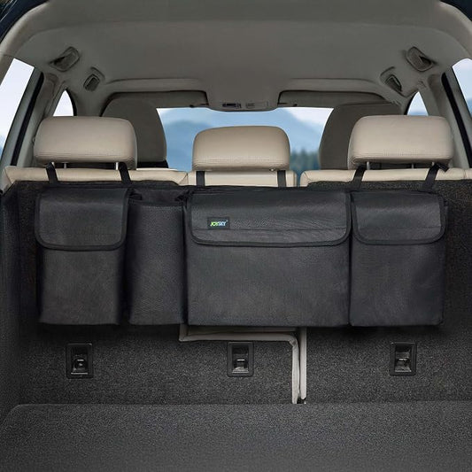 JOYSKY Trunk Hanging Organizer, Backseat Trunk Organizer for SUV, Truck, MPV, Large Capacity Vehicle Storage Bag with Upgraded High-Density Fabric, Space Saving Car Accessories Interior