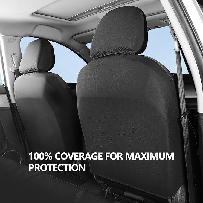 HChengkikz Front Car Seat Cover, Cloth and Washable (Black + Darkgray) | Breathable, Airbag compatible, Easy to Install, Universal Fit for Most Cars, Sedans, Truck, SUVs