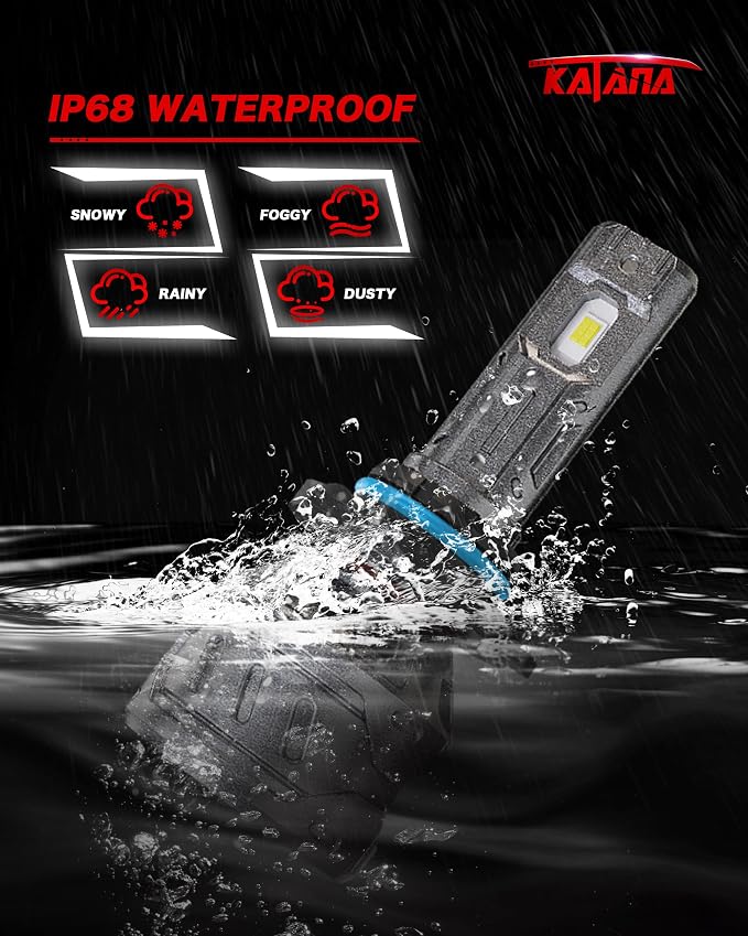 Katana 9006 Bulb, HB4 400% Brightness 6500K 1:1 Size Plug and Play Fog of 2 | Cooling Fan,360°Beam Angle