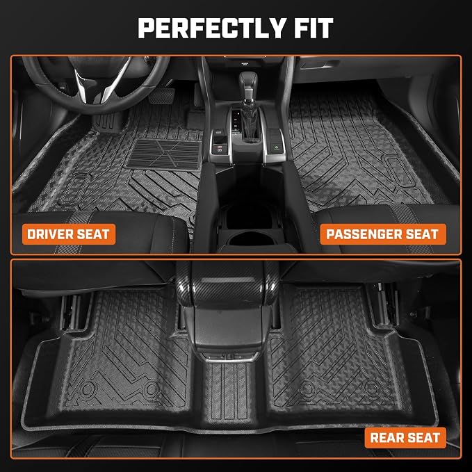 Mixsuper Accord Floor mats-Floor mat for Honda Accord (Include Hybrid) 2023-2026,All Weather TPE Rubber Floor Liners Protection for Accord Accessories,2 Row Anti-Slip Car Mats, Black