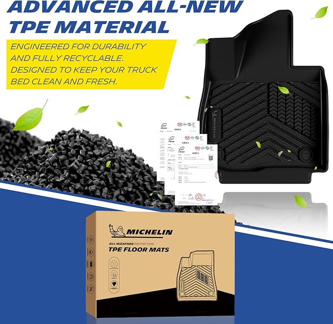 Michelin Vehicle Mats, Premier Series All-Weather TPE Custom Fit Liner for 2027 Kia Telluride Gas 7 & 8 Seats Floor Mats (5 Piece)