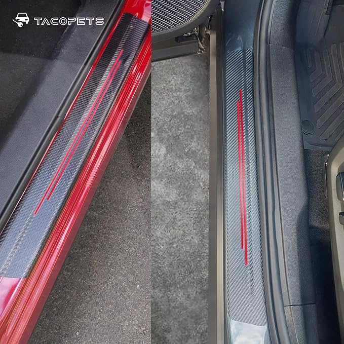 Door sill Protector, Door sill Scratch Protection (for All car Models) Door sill Protector（4PC red）