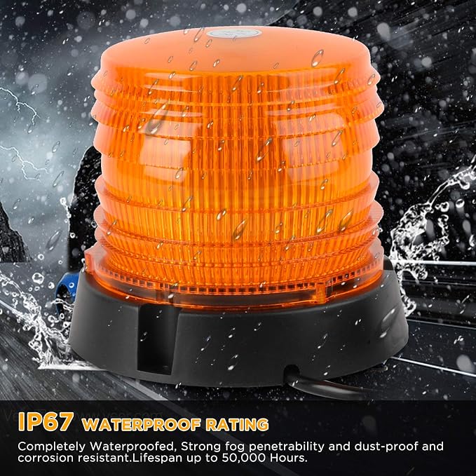 ASPL 2pcs LED Warning Flash Beacon Lights, 60 LED Amber Warning Safety Flashing Strobe Lights with Magnetic and 16 ft Straight Cord for Vehicle Truck Tractor Golf Carts UTV Car Bus,12V-24V