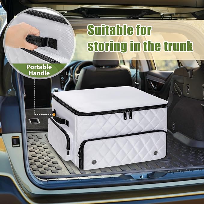 PGmoon 2 Layer Golf Trunk Organizer, Golf Car Storage Organizer,White | Individual Ventilated Compartment for 2 Pairs Shoes, Golf Car Locker for Balls, Clothes, Tees, Gloves, Accessories (Black)