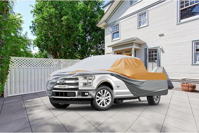 Multilayers Truck Cover Waterproof All Weather, Heavy Duty Outdoor Pickup Car Cover, Rain Snow Sun Uv Protection, Fit Ford F150, Chevy Silverado, Dodge Ram 1500 etc, XXL-250 x 79 x 71 inch
