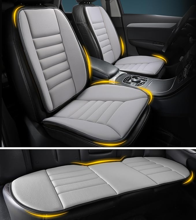 kingphenix 5-Piece Car Seat Cushion Set with Back Support | Full Back Support Pillow and Seat Cushion for Long Driving, Road Trips, Truck, Van, SUV, Gray