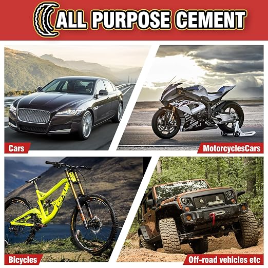 Chemical Vulcanizing Cement, Clear Tire Repair Glue, All Purpose Rubber Cement, Heavy Duty Tire Patch Kit with Brush Top Can for Car, Motorcycle, Bike, 8.5Oz