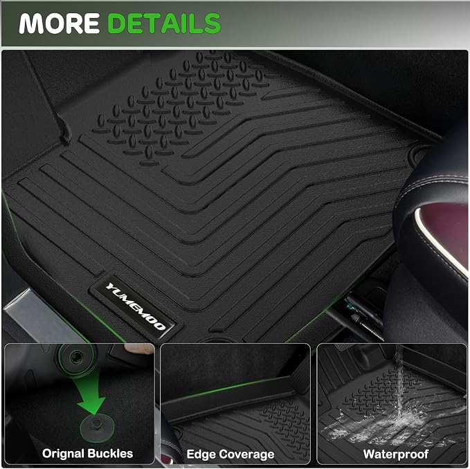 Floor Mats for 2025 Jeep Wagoneer S 4xe EV Upgrade Trunk Mat with Backrest Mat All Weather TPE Floor Liners Fit for Wagoneer S 4xe EV Anti-Slip Full Set Car Accessories (Not for Fuel)