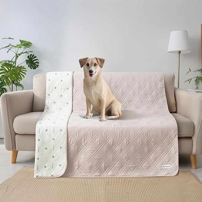 PetAmi Waterproof Couch Cover for Dogs, Non-Slip Leakproof Sofa Furniture Protector for Pet Cat, Machine Washable Bed Blanket for Car Seat, 102x82 Beige