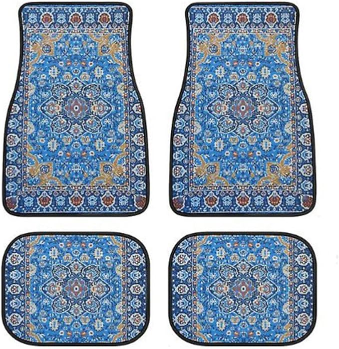 Car Floor Mats Non-Slip Automotive Floor Mats All-Weather Front Rear Car Floor Foot Mat Sets of 4 Pieces Foot Mats Rugs Carpet for Car Trucks SUV Sedans (Blue)