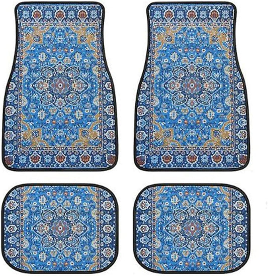 Car Floor Mats Non-Slip Automotive Floor Mats All-Weather Front Rear Car Floor Foot Mat Sets of 4 Pieces Foot Mats Rugs Carpet for Car Trucks SUV Sedans (Blue)
