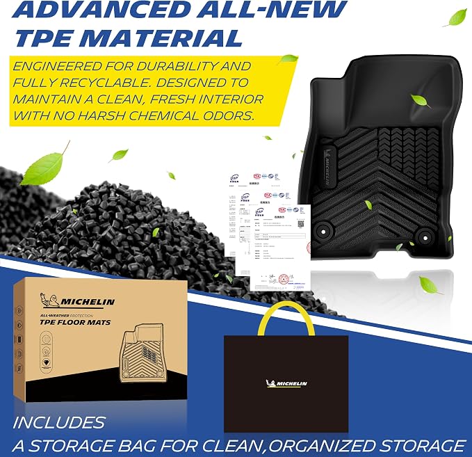 Michelin Vehicle Mats, All-Weather TPE Custom Fit Liner for 2022-2026 Ford Maverick Hybrid, Premier