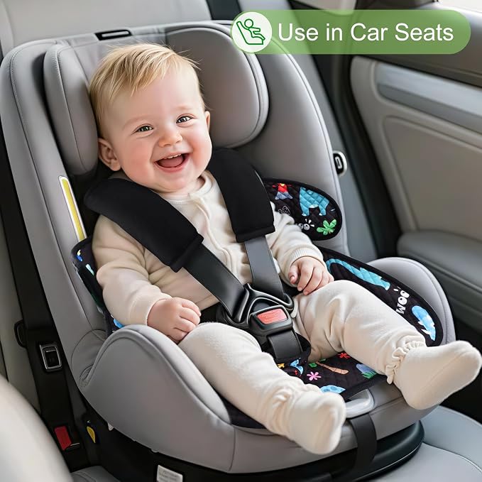 2 Pack Car Seat Potty Training Protector – Waterproof Leak-Proof Liner with Non-Slip Backing + 2 Strap Covers, Quick-Dry Piddle Pad for Baby Toddler, Machine Washable Universal Fit - Black