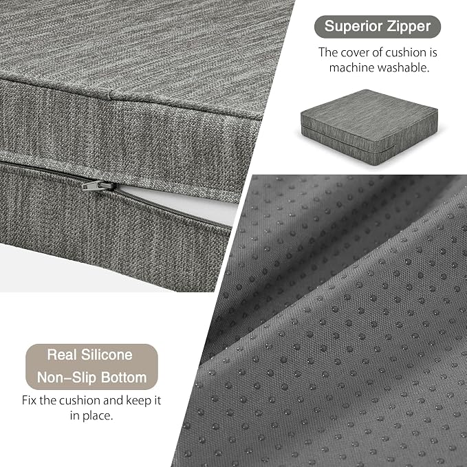 baibu Extra Large Dual-Layer Gel Memory Foam Recliner Cushions for Elderly, 20x20x5 Inch Thick Non-Slip Recliner Seat Cushion Suitable for Couch for Easy to Stand Up & Reduce Hip & Lumbar Pain, Grey