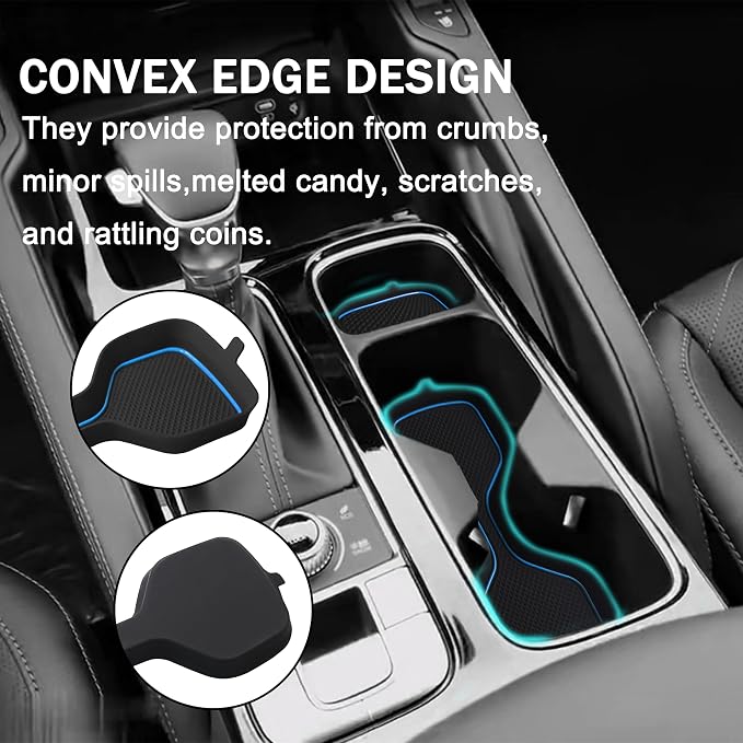 Cup Holder Coaster for Kia Telluride Accessories 2020 2021 2022 2023 2024 2025 Non-Slip Silicone Cup Holder Insert Mat Center Console Protector Liner Pad Interior Decoration 6Pcs (Blue Trim)