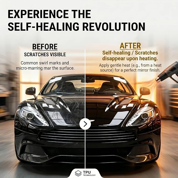 Piano Black PPF Paint Protection Film 50FT x 5FT Roll with PET Liner, Ultra Gloss Finish, Bubble-Free & Repositionable Adhesive, UV Protection for Cars, SUVs, Trucks (Ultra Gloss Black PPF)