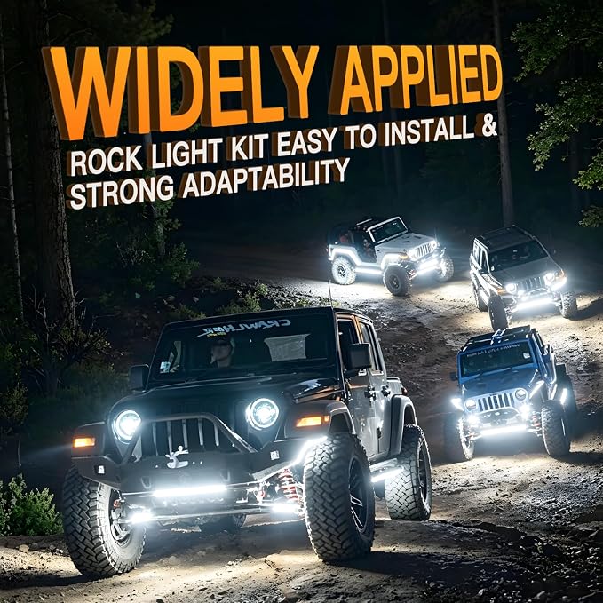 White Rock Lights,LEDMIRCY R1 LED Pure White Rock Lights 16PCS with Rocker Switch Wire Harness Kit Super Brigh Luces para Carro for Trucks ATV UTV Off Road Boat High Power Light Waterproof Shockproof