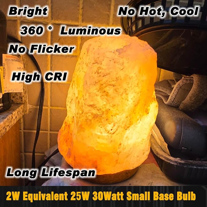 E12 LED Night Light Bulb 25W-40W Replace AC120V 2W 2700K Warm White, 4 Pack | C7 Candelabra Base, 300lm, for Himalayan Salt Lamp Dryer Refrigerators Decoration Christmas Lighting Bulb, Non-dimmable