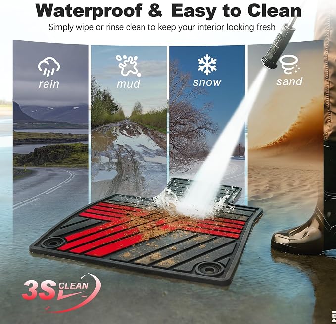 Floor Mats Fit for Honda Accord Sedan 2026 2025 2024 2023 (Gasoline & Hybrid), All Weather Protection Custom Fit Anti-Slip Floor Liners,1st & 2nd Row, Black & Red