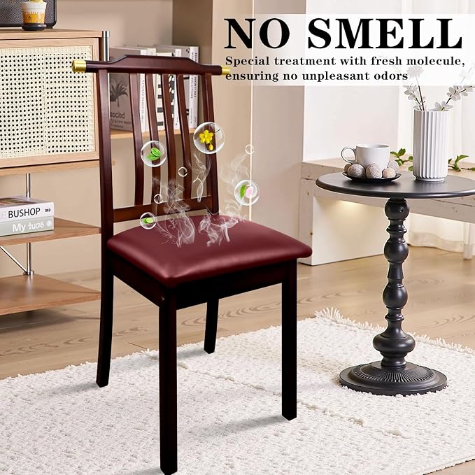 Pu Leather Dining Chair Seat Covers Set of 4, Waterproof Kitchen Chair Covers Stretch Chair Cover for Kitchen/Dining Room/Hotel, Tasteless seat Covers for Chairs (Wine Red - 4 PCS)