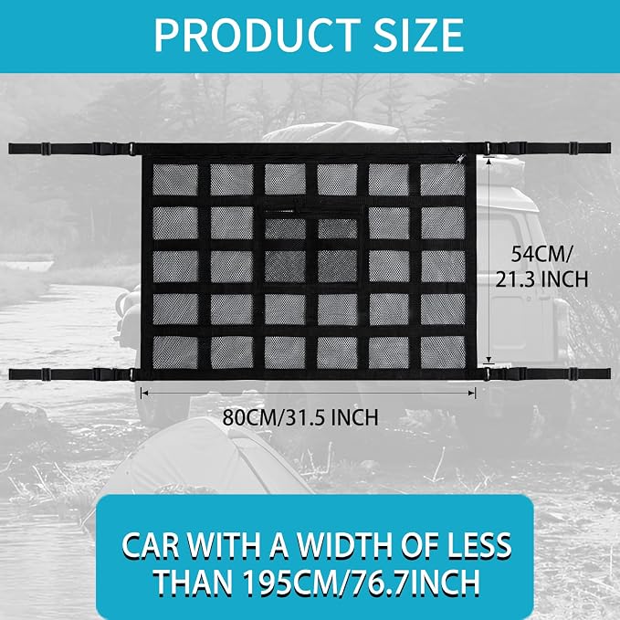 KOZR Car Ceiling Cargo Net - 31.5"*21.6" Car Ceiling Storage,Effortless Cargo Organization, Heavy-Duty Load Capacity, Secure & Reliable Design