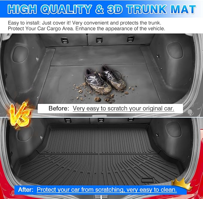 Civic Cargo Liner - Trunk Mat for Honda Civic 2006-2011, All Weather Cargo Mat for Civic Accessories, Heavy Duty Car Mats, Car Accessories