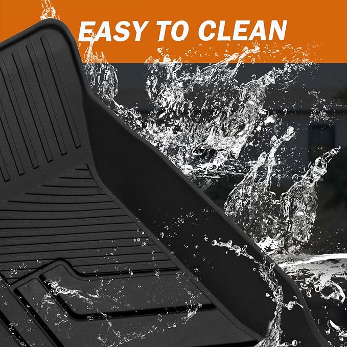 KUST Floor Mats for 2018-2023 Toyota Tacoma Double Cab (Automatic Only), All Weather TPE Rubber Floor Liners for Toyota Tacoma Accessories 2 Row High Edge