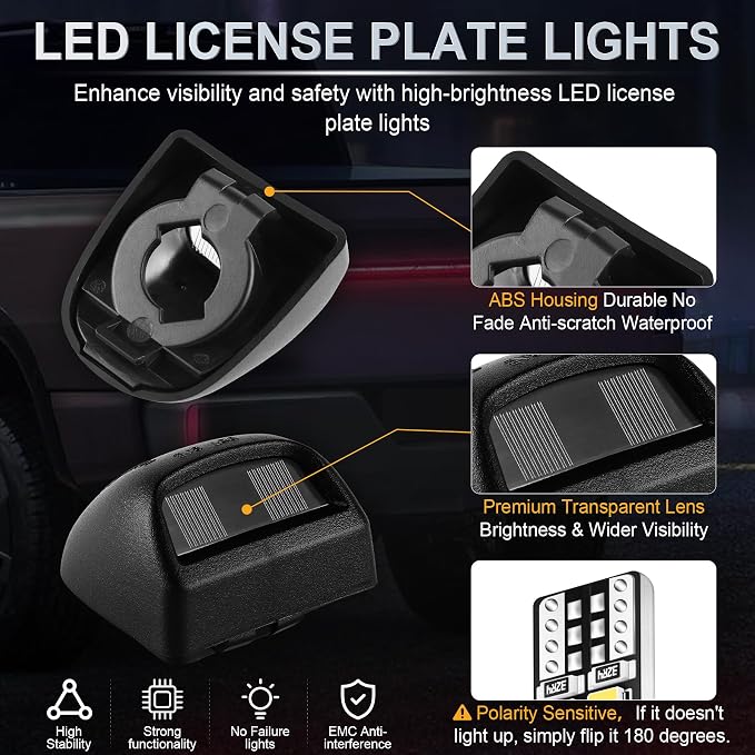 LivTee LED License Plate Light Assembly, Tag Light Fits Chevy Silverado 1500 2500 3500 1999-2013, Tahoe, Suburban, Fits GMC Sierra, Cadillac Escalade, Car Accessories, Housing + T10, 6000K White
