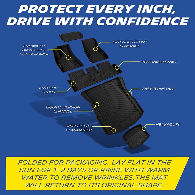 Michelin Vehicle Mats, Premier Series All-Weather TPE Custom Fit Liner for 2024-2027 Tesla Model 3 Floor Mats (6 Piece)