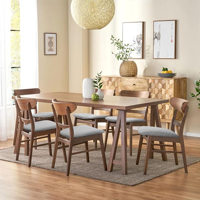 Fuloon Waterproof Chair Seat Covers 6 PCS, Stretch Cushion Covers Washable Dining Room Seat Slipcover Removable Kitchen Chair Protector (6, Light Grey)