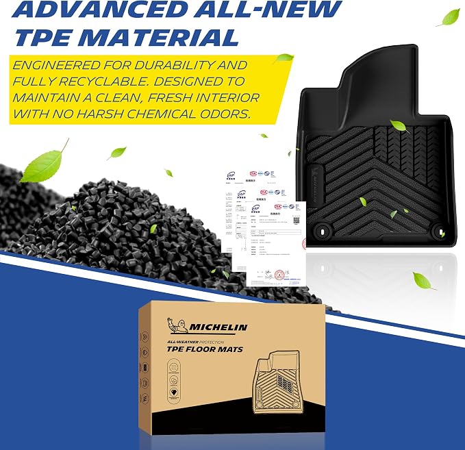 Michelin Vehicle Mats, Premier Series All-Weather TPE Custom Fit Liner for 2021-2026 Kia Sorento Gas 6 & 7 Seats Floor Mats (5 Piece)