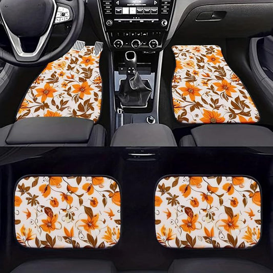 Car Floor Mats Non-Slip Automotive Floor Mats All-Weather Front Rear Car Floor Foot Mat Sets of 4 Pieces Foot Mats Rugs Carpet for Car Trucks SUV Sedans (Fall-03)